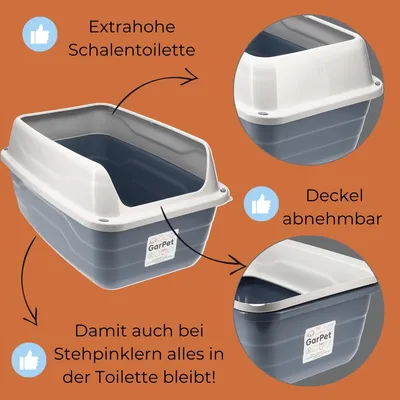 GarPet 2er Set Katzenklo Hoher Rand Extra hohe Katzentoilette